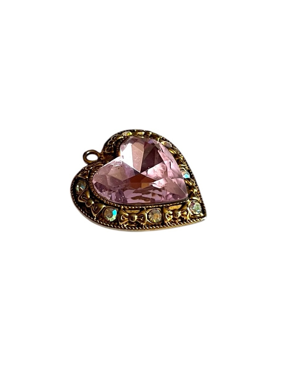 Betsey Johnson Y2K Pink Crystal Heart Pendant - Picture 4 of 5